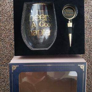 NWT Stemless Wine Glass and Stopper